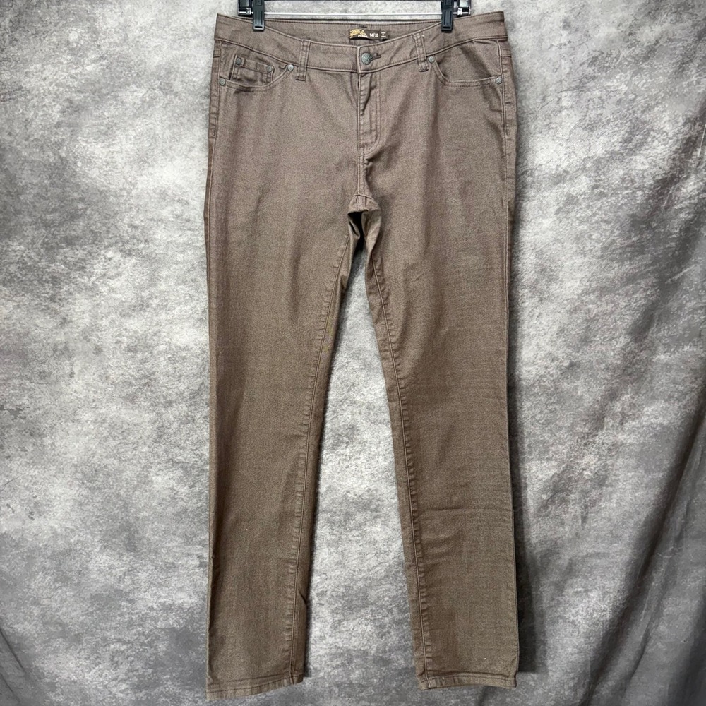 Kara Jeans Pants Womens Size 14 32 Brown Straight Leg Cotton Blend Casual